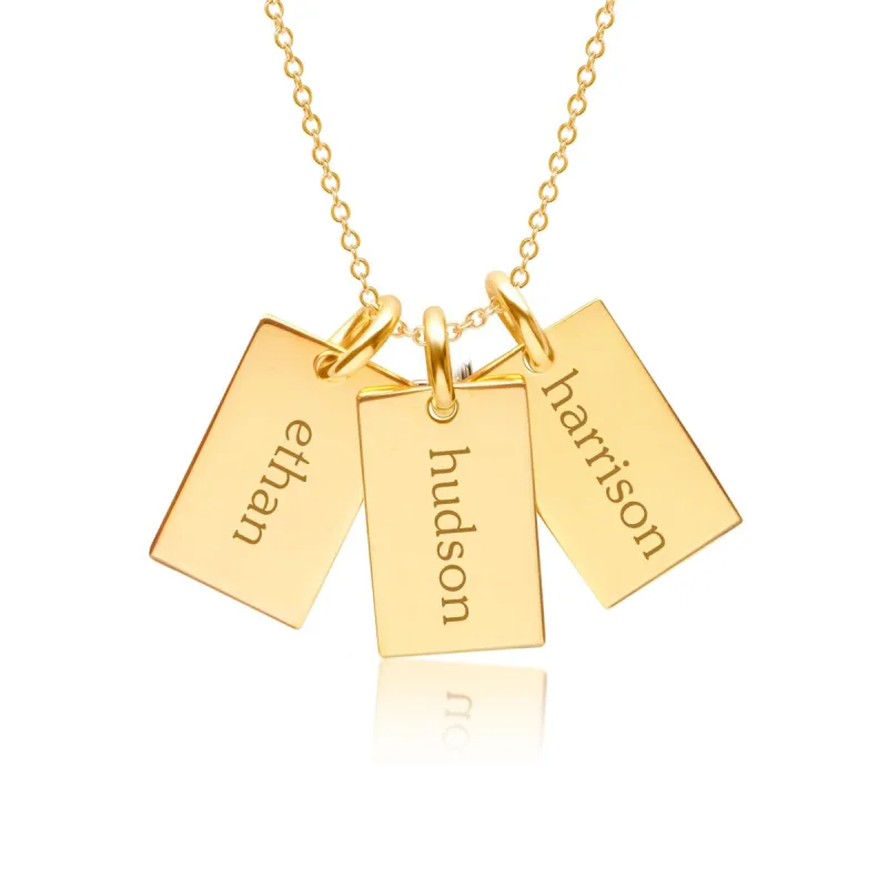 14k Gold Mini Dog Tag Necklace - 3 Names sold by Tiny Tags