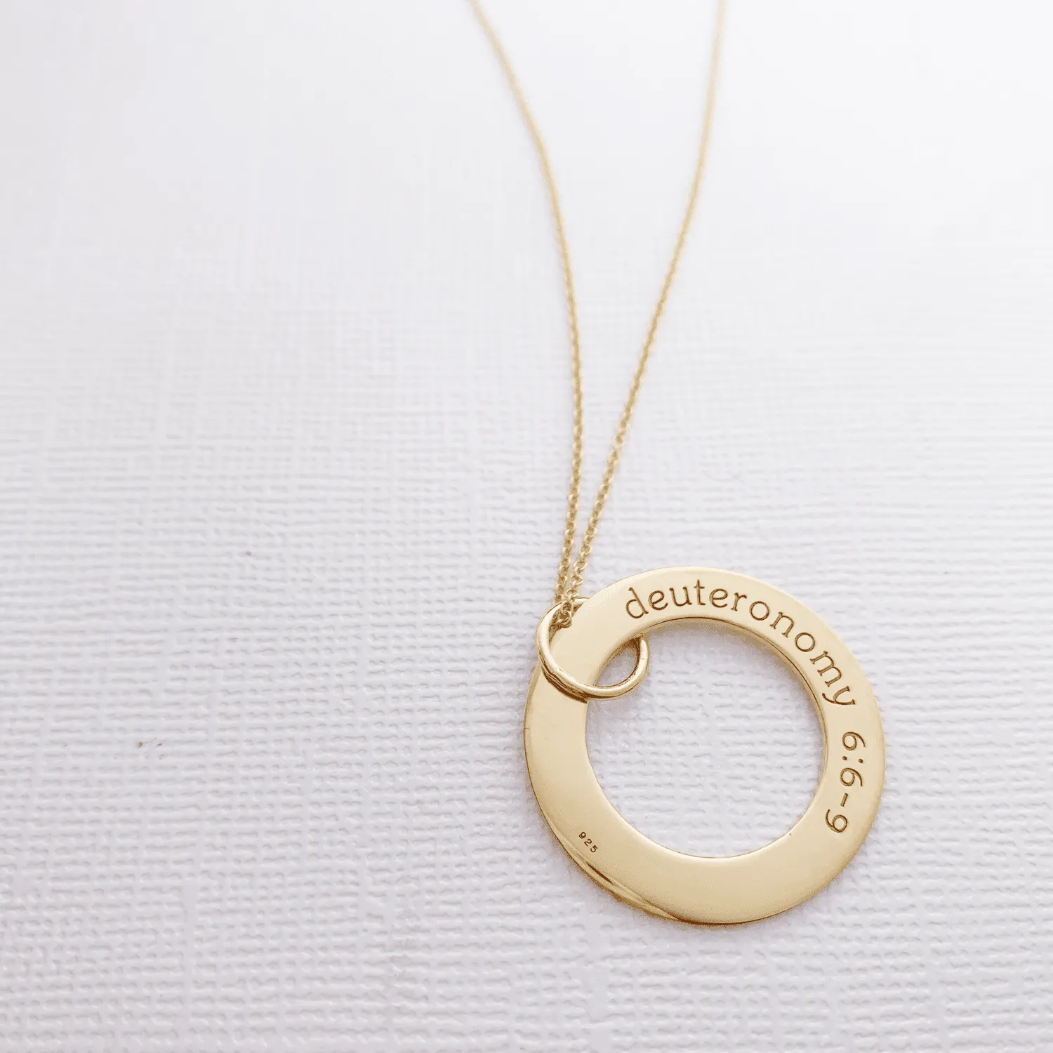 Gold Circle Pendant Necklace - Custom Phrase or Quote sold by Tiny Tags product image thumbnail 2