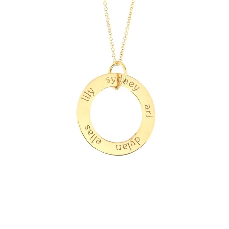 Gold Circle Pendant Necklace - Custom Phrase or Quote sold by Tiny Tags product image thumbnail 3