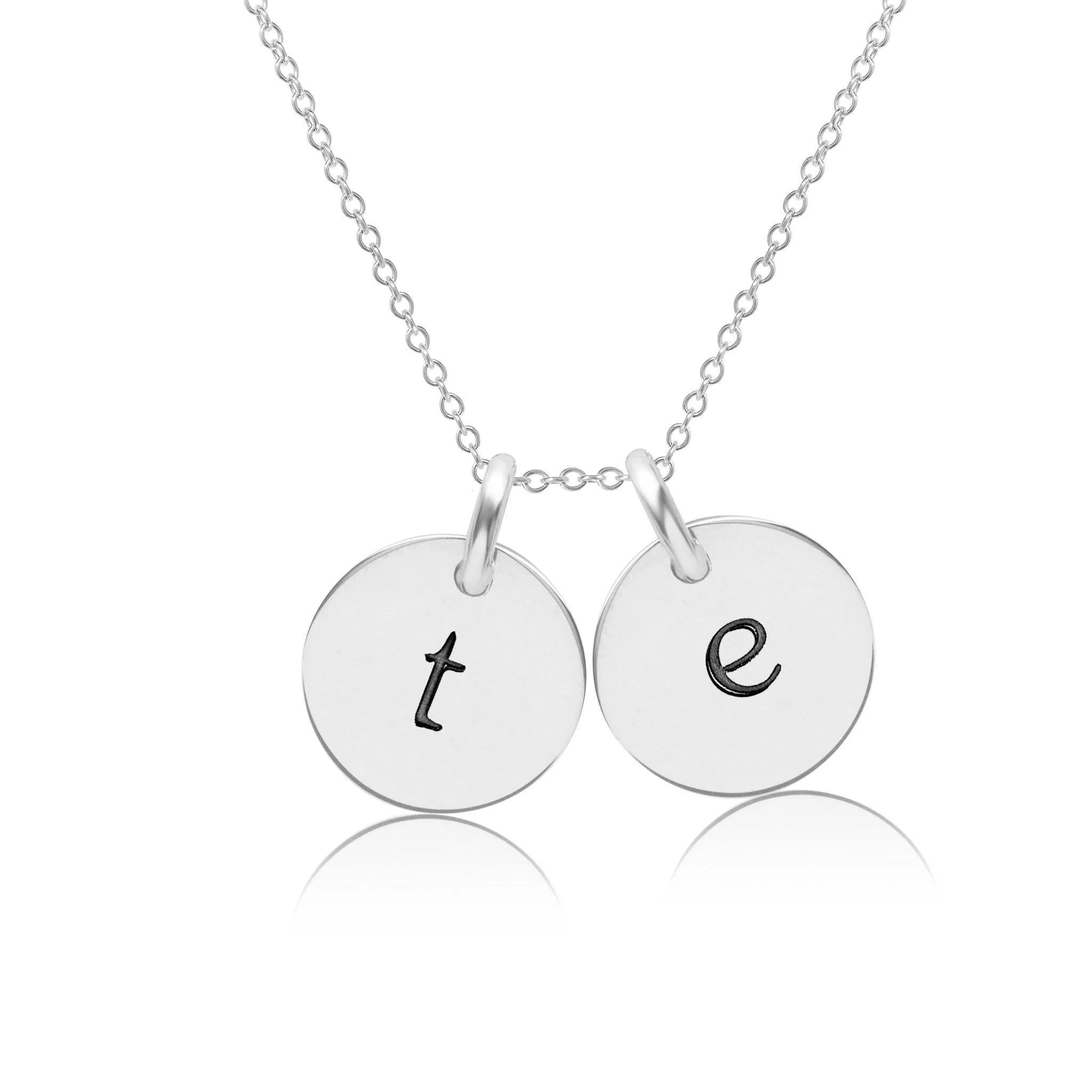 Sterling Silver Initial Necklace - 2 Circles - Lowercase sold by Tiny Tags
