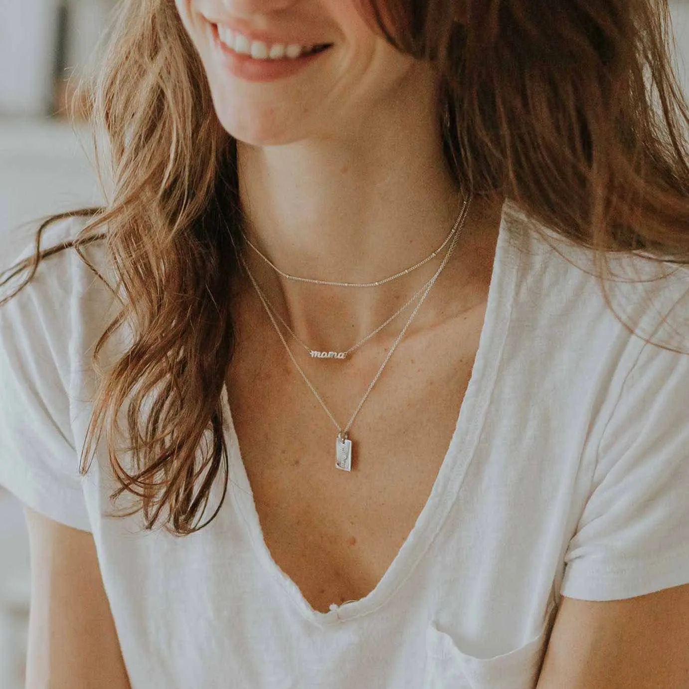 Sterling Silver Mini Dog Tag Necklace with Birthstone sold by Tiny Tags product image thumbnail 2