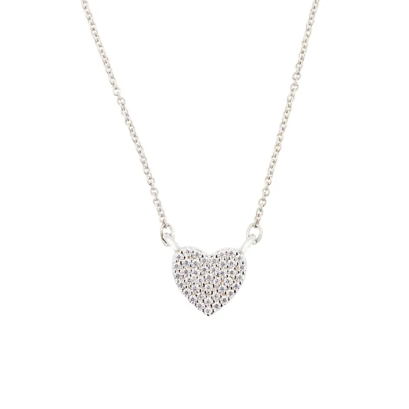 Sterling Silver Pavé Heart Necklace sold by Tiny Tags
