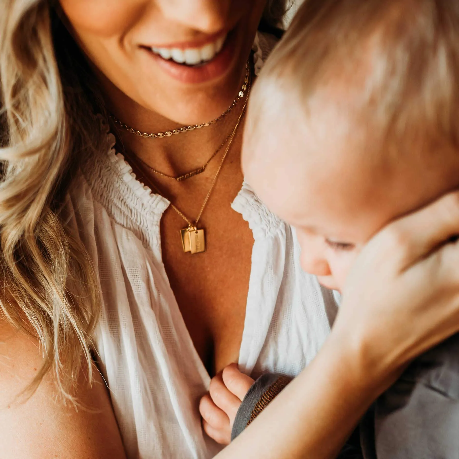 14k Gold Mini Dog Tag Necklace - 2 Names sold by Tiny Tags product image thumbnail 3