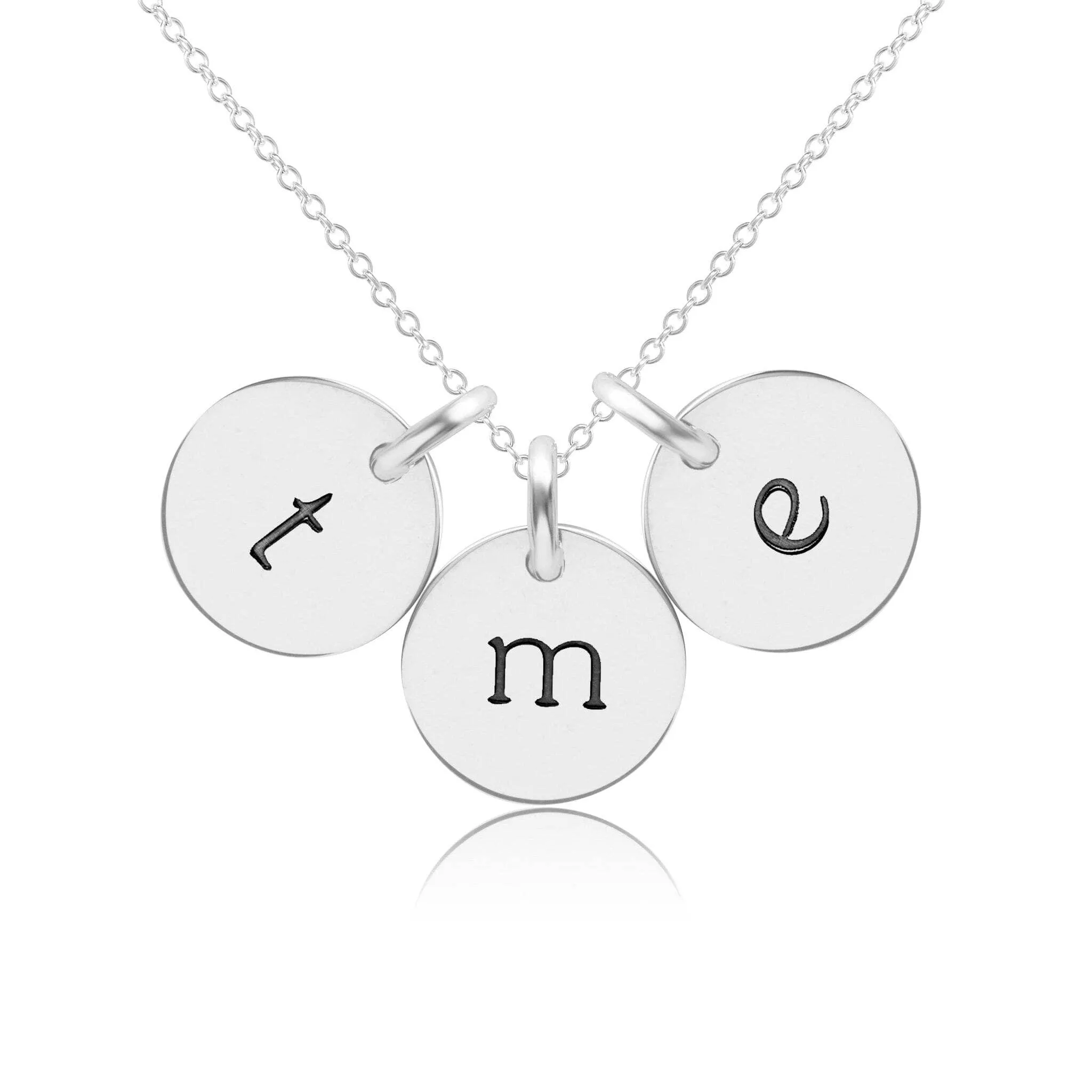 Sterling Silver Initial Necklace -3 Circles - Lowercase sold by Tiny Tags