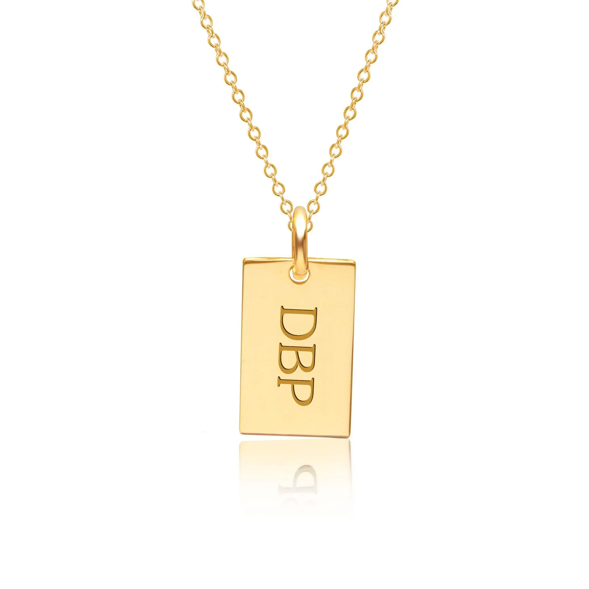 14k Gold Monogram Dog Tag Necklace sold by Tiny Tags