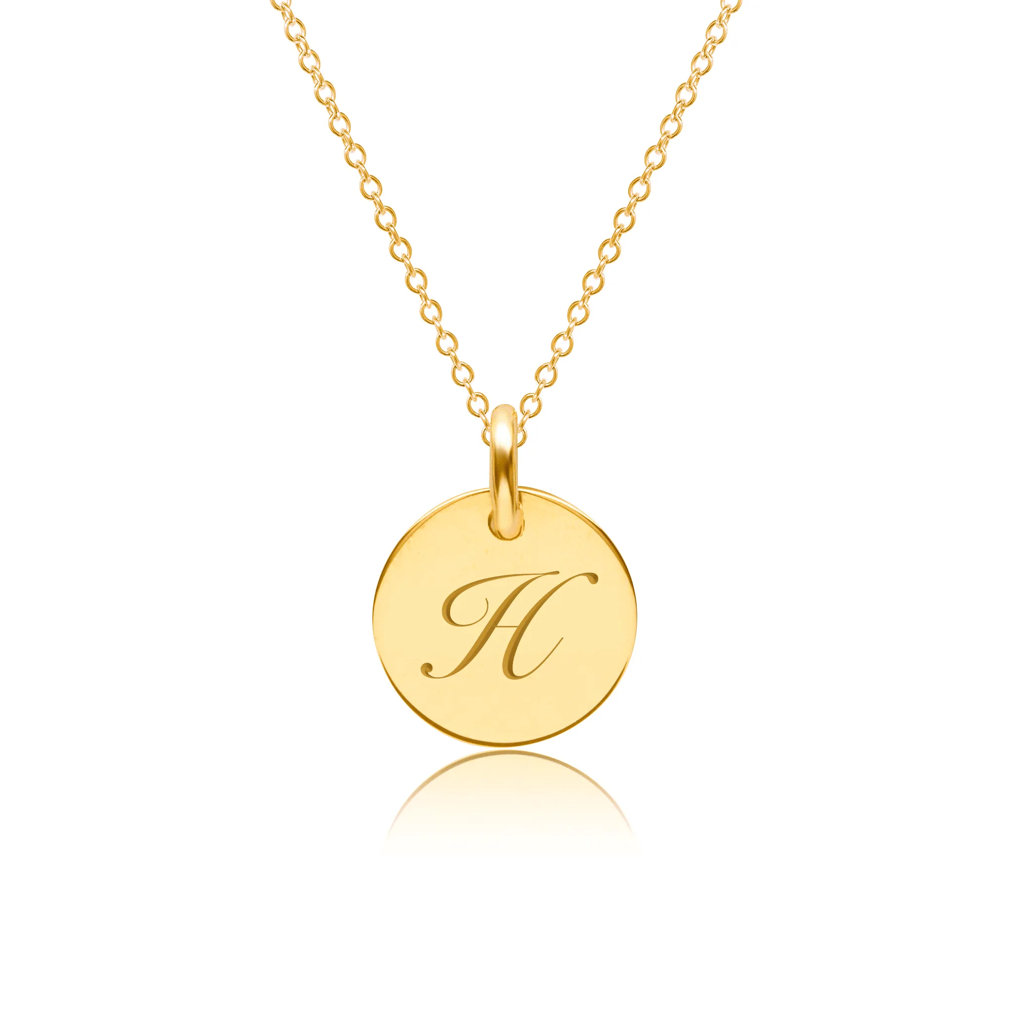 Gold Script Initial Circle Necklace sold by Tiny Tags