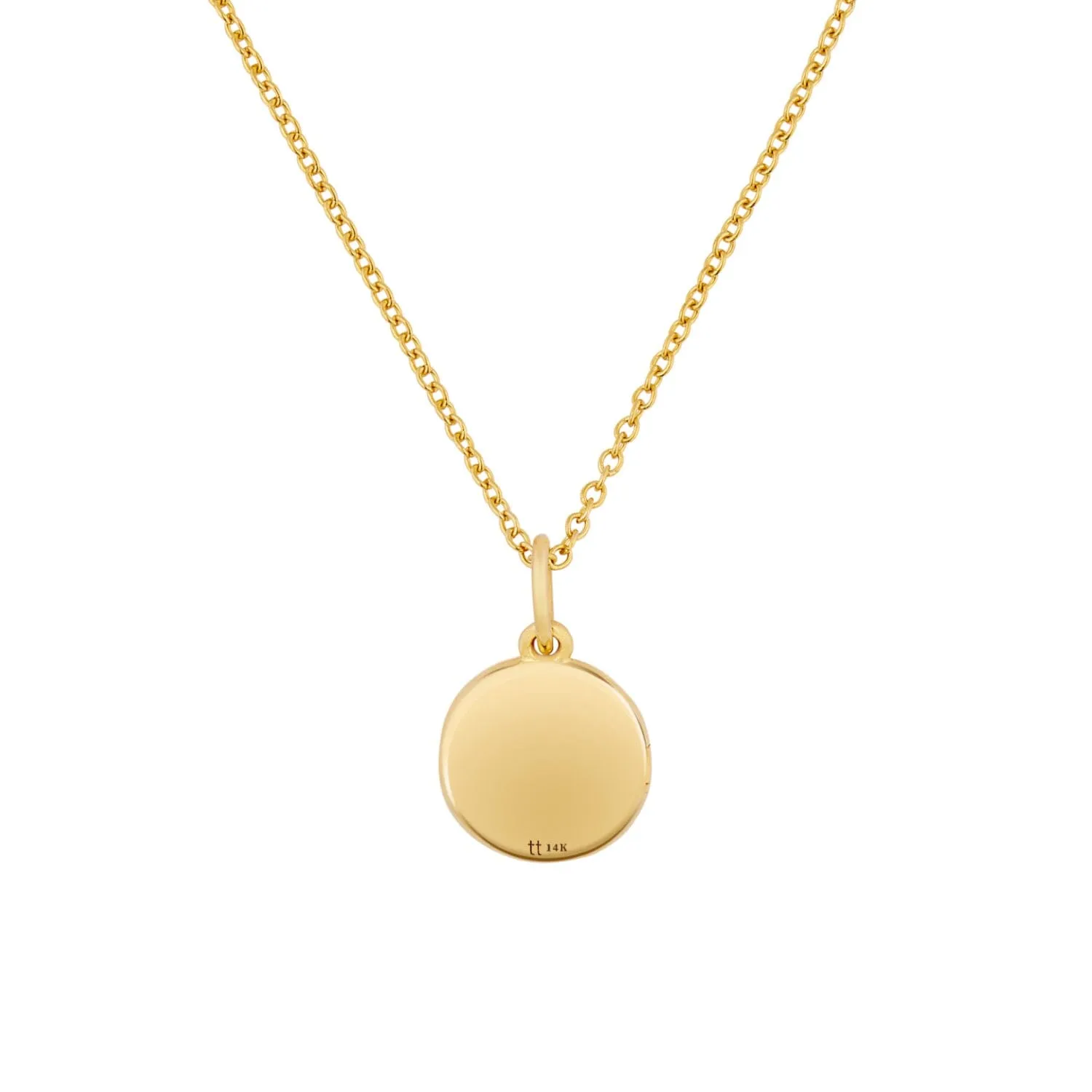 14k Gold Round Mini Locket Necklace sold by Tiny Tags product image thumbnail 5