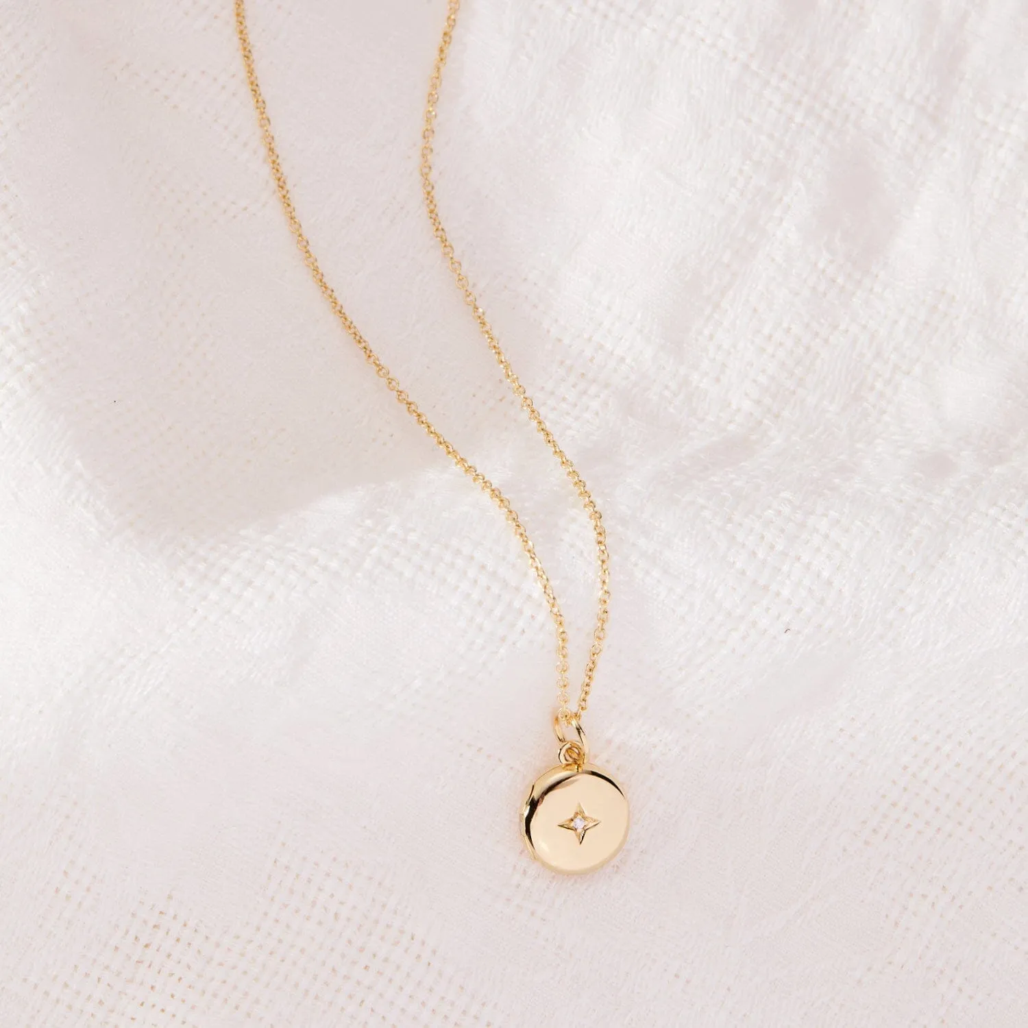 14k Gold Round Mini Locket Necklace sold by Tiny Tags product image thumbnail 3