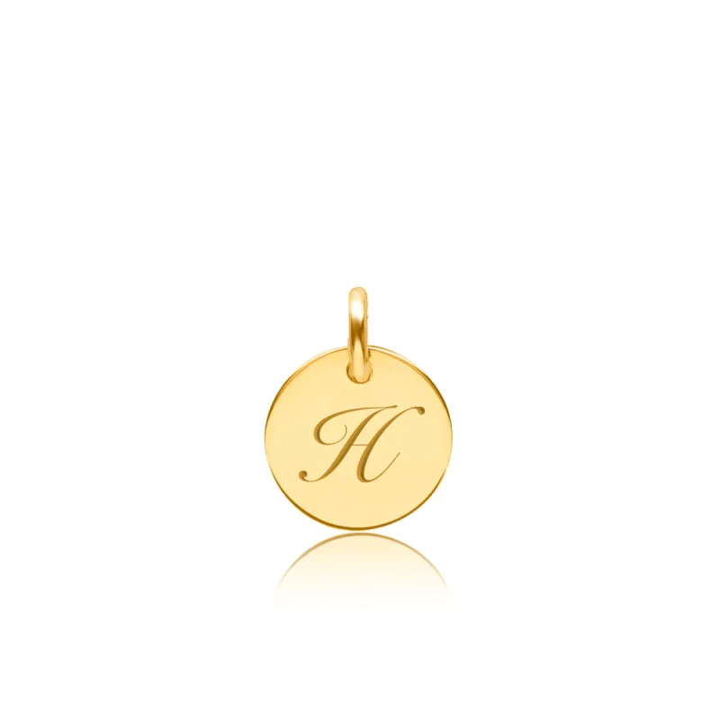 Gold Script Initial Circle sold by Tiny Tags