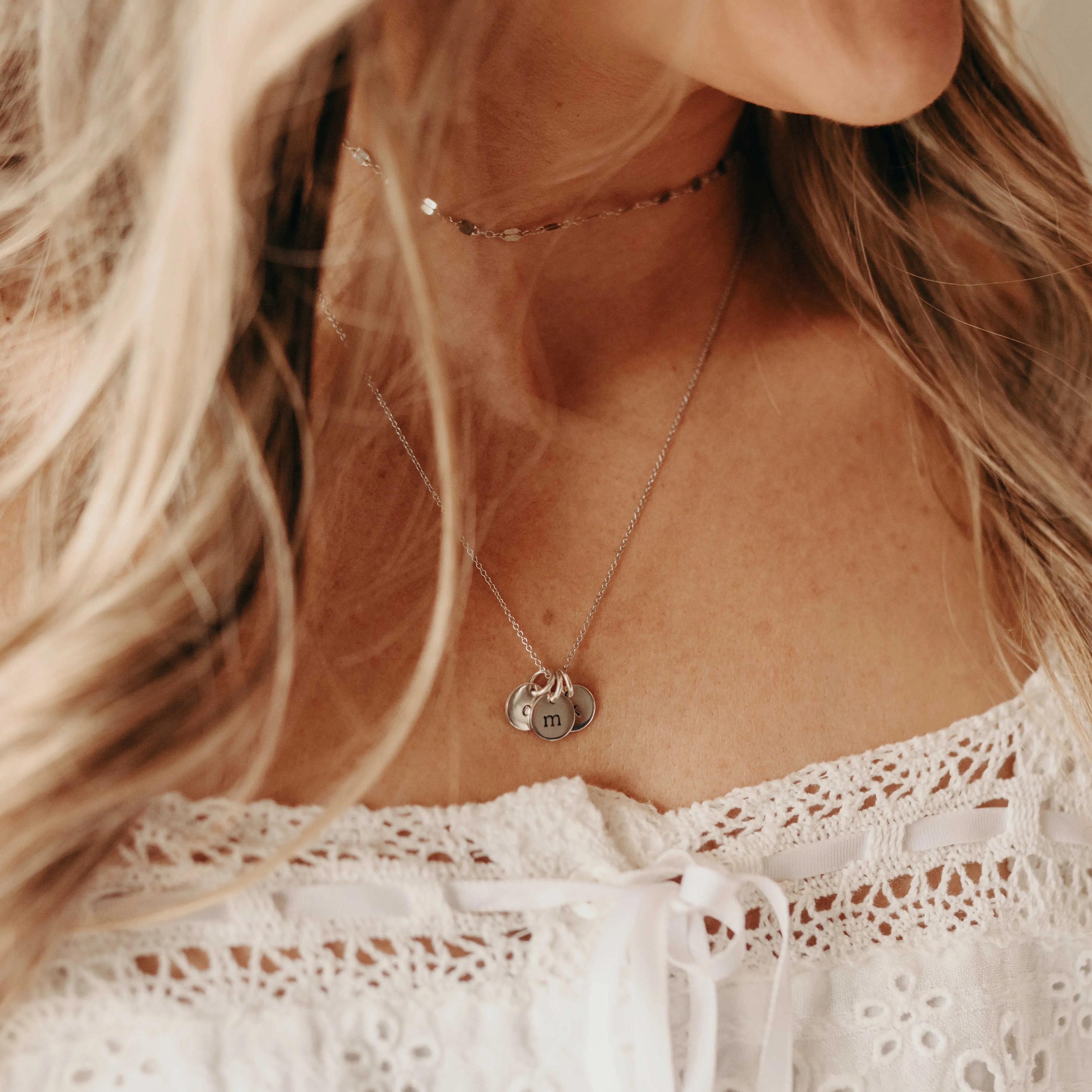 Sterling Silver Mini Initial Circle Necklace - Lowercase sold by Tiny Tags product image thumbnail 2