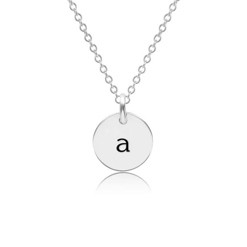 Sterling Silver Mini Initial Circle Necklace - Lowercase sold by Tiny Tags
