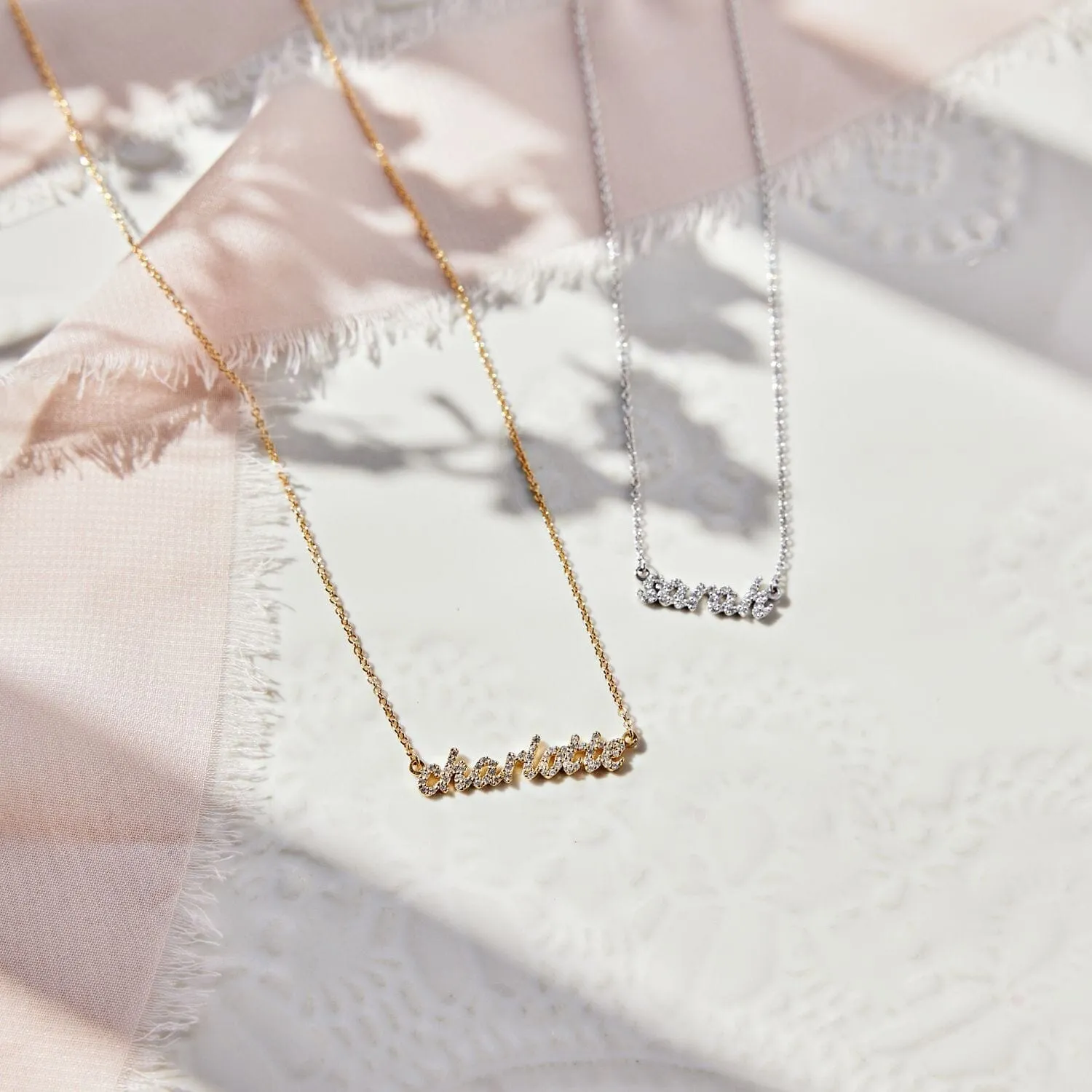 Pavé Custom Nameplate Necklace sold by Tiny Tags