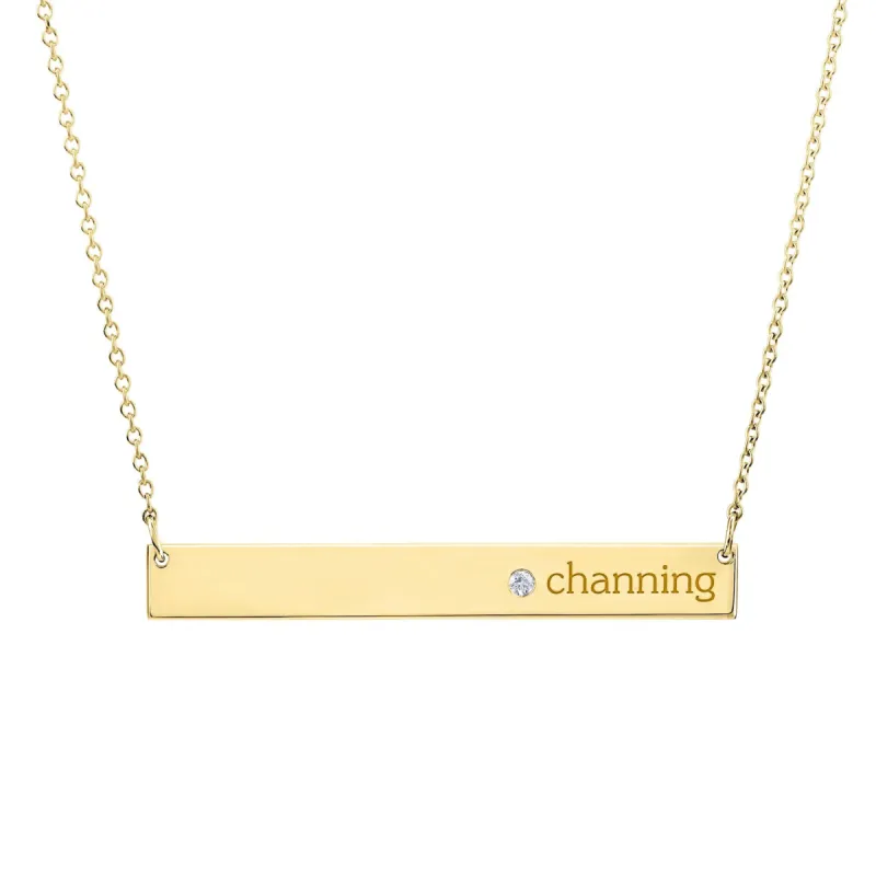 14k Gold Skinny Bar Birthstone Necklace - 1 Stone sold by Tiny Tags