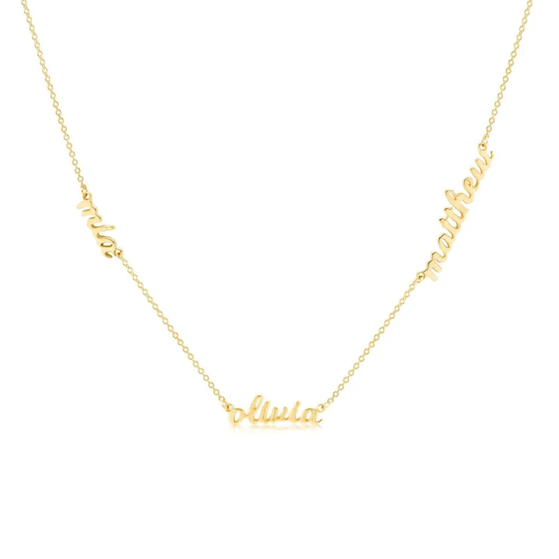 Script Nameplate Necklace - 3 Names sold by Tiny Tags