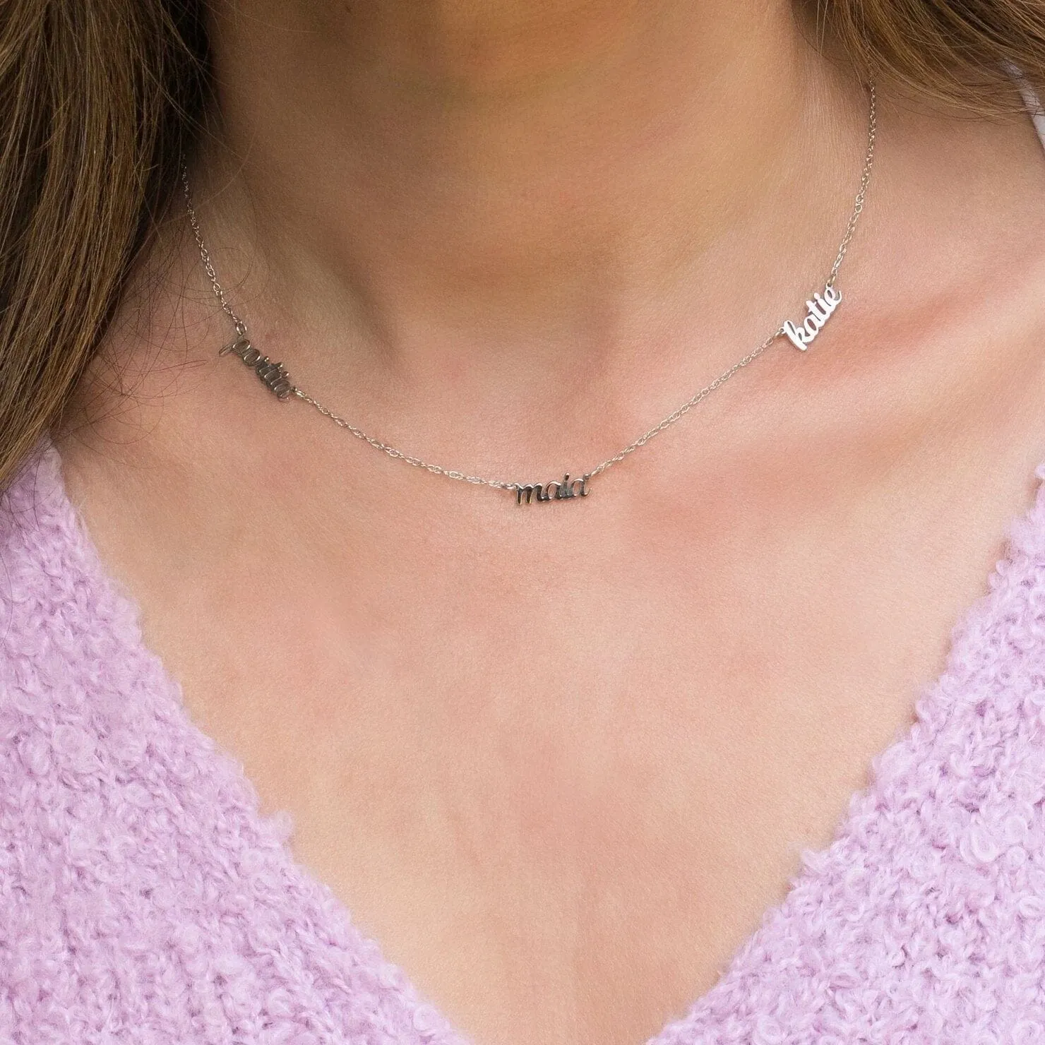 Script Nameplate Necklace - 3 Names sold by Tiny Tags product image thumbnail 5