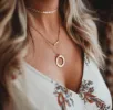 14k Gold Circle Pendant Necklace - 5 Names sold by Tiny Tags