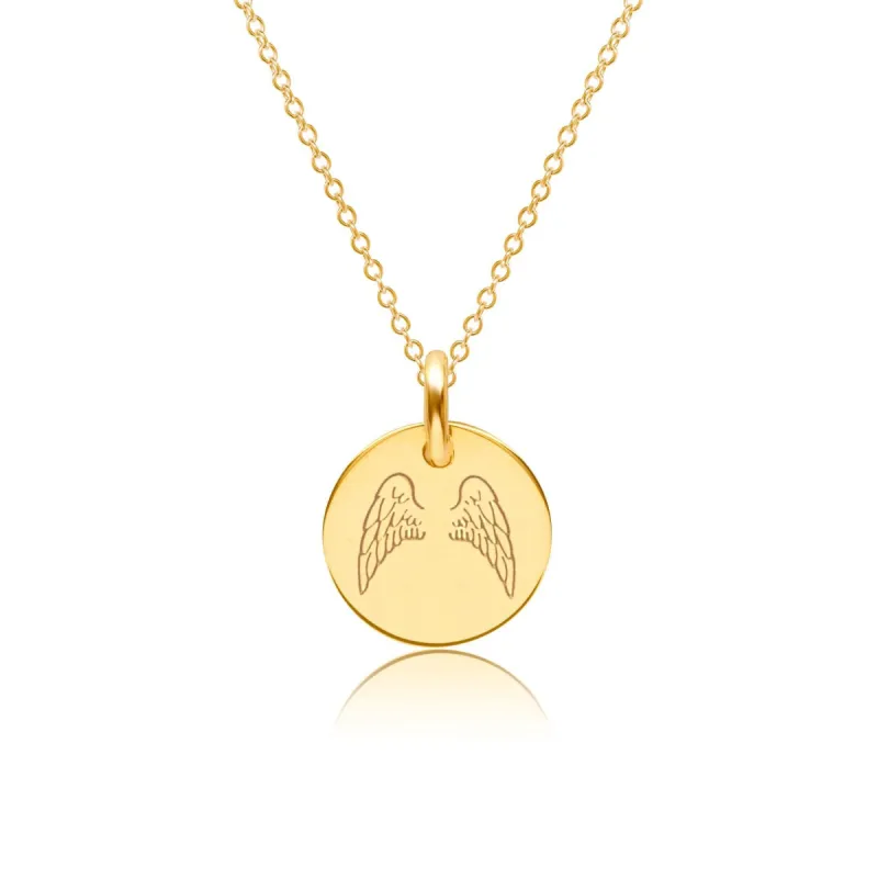 14k Gold Engravable Angel Wings Necklace sold by Tiny Tags