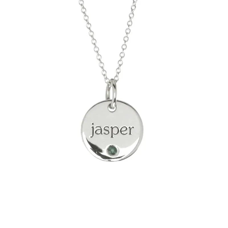 Sterling Silver Circle Necklace with Birthstone sold by Tiny Tags product image thumbnail 2