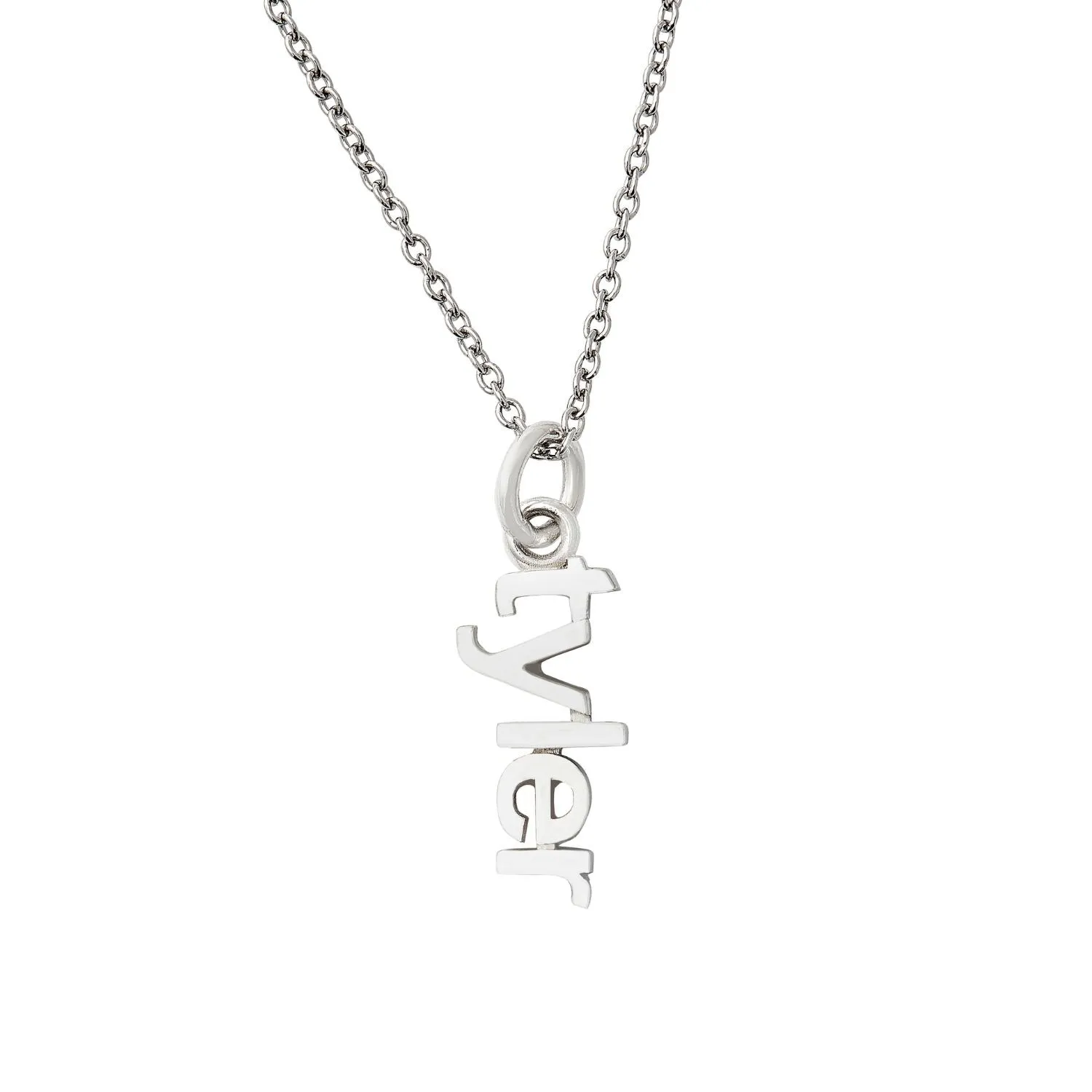 Sterling Silver Vertical Name Necklace sold by Tiny Tags