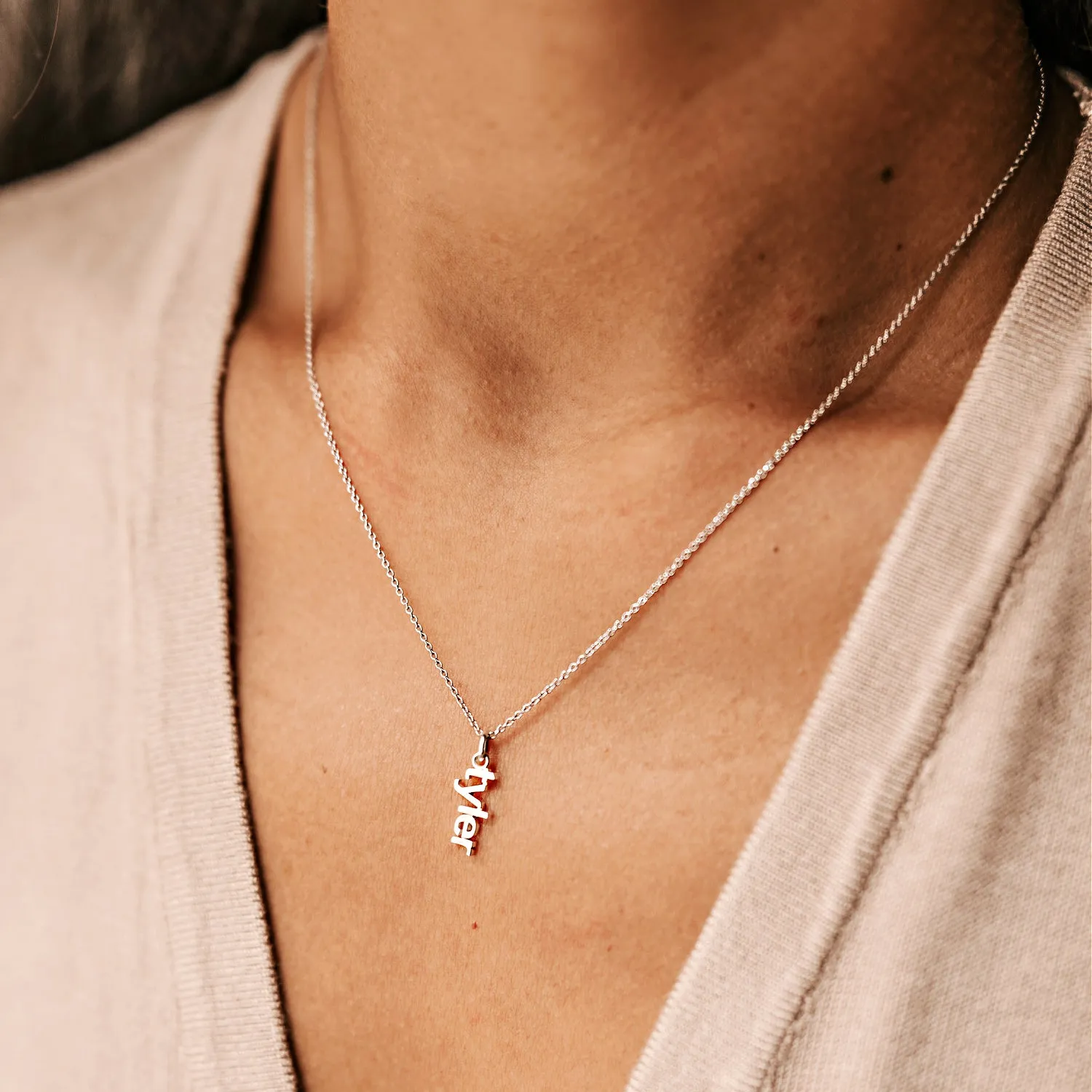 Sterling Silver Vertical Name Necklace sold by Tiny Tags product image thumbnail 3