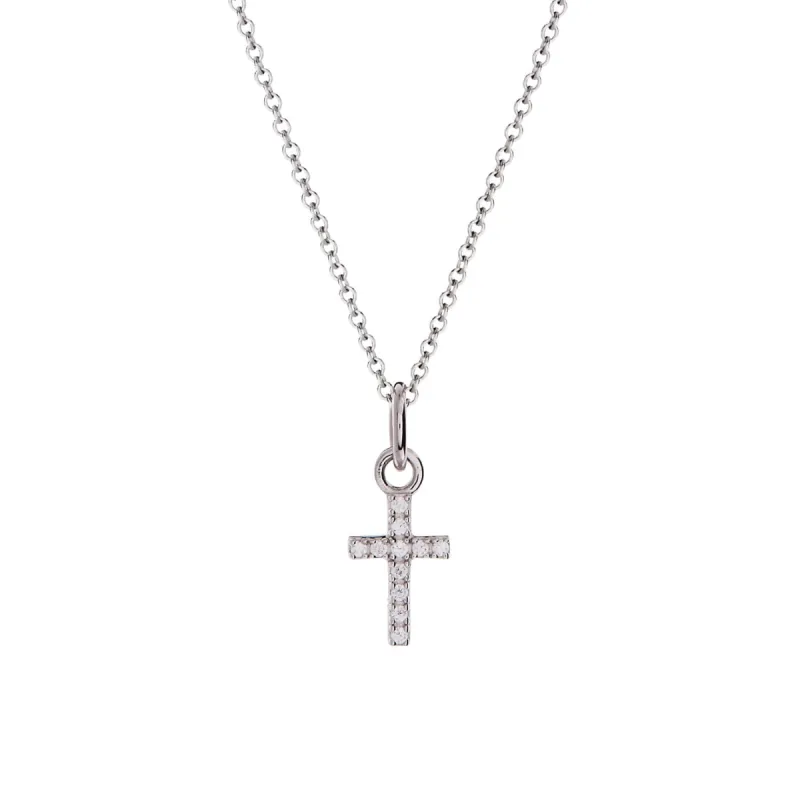 Sterling Silver Pavé Cross Necklace sold by Tiny Tags