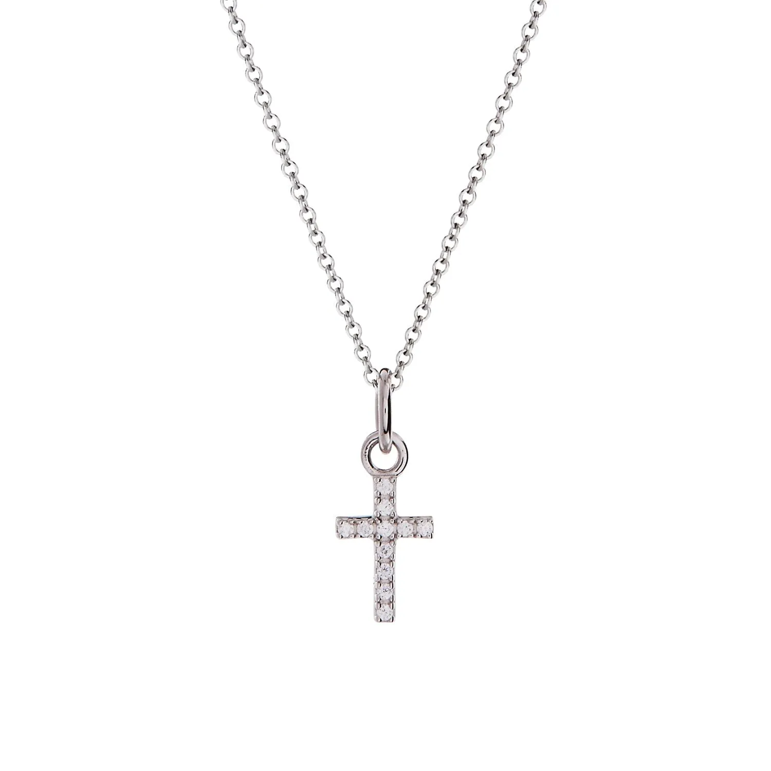 Sterling Silver Pavé Cross Necklace sold by Tiny Tags
