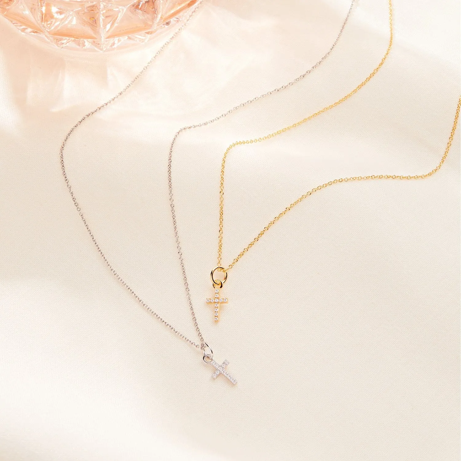 Sterling Silver Pavé Cross Necklace sold by Tiny Tags product image thumbnail 2