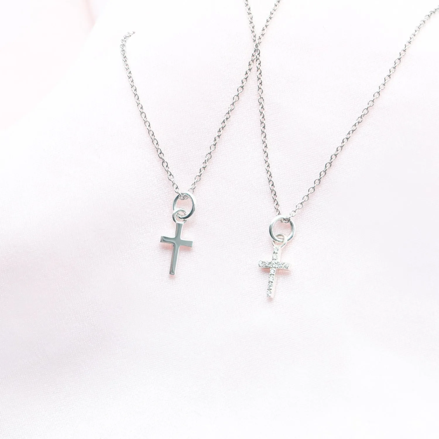 Sterling Silver Pavé Cross Necklace sold by Tiny Tags product image thumbnail 4