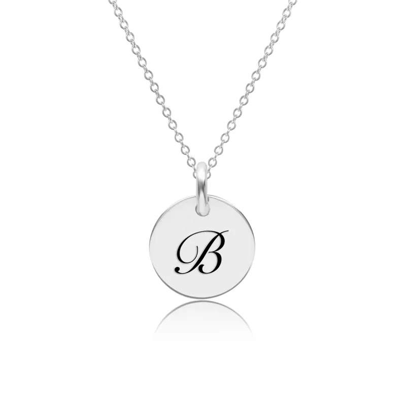 Sterling Silver Script Initial Circle Necklace sold by Tiny Tags