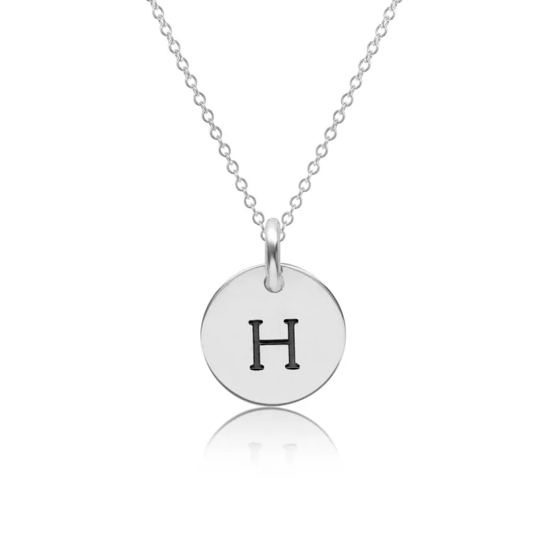 Sterling Silver Initial Circle Necklace - Uppercase sold by Tiny Tags