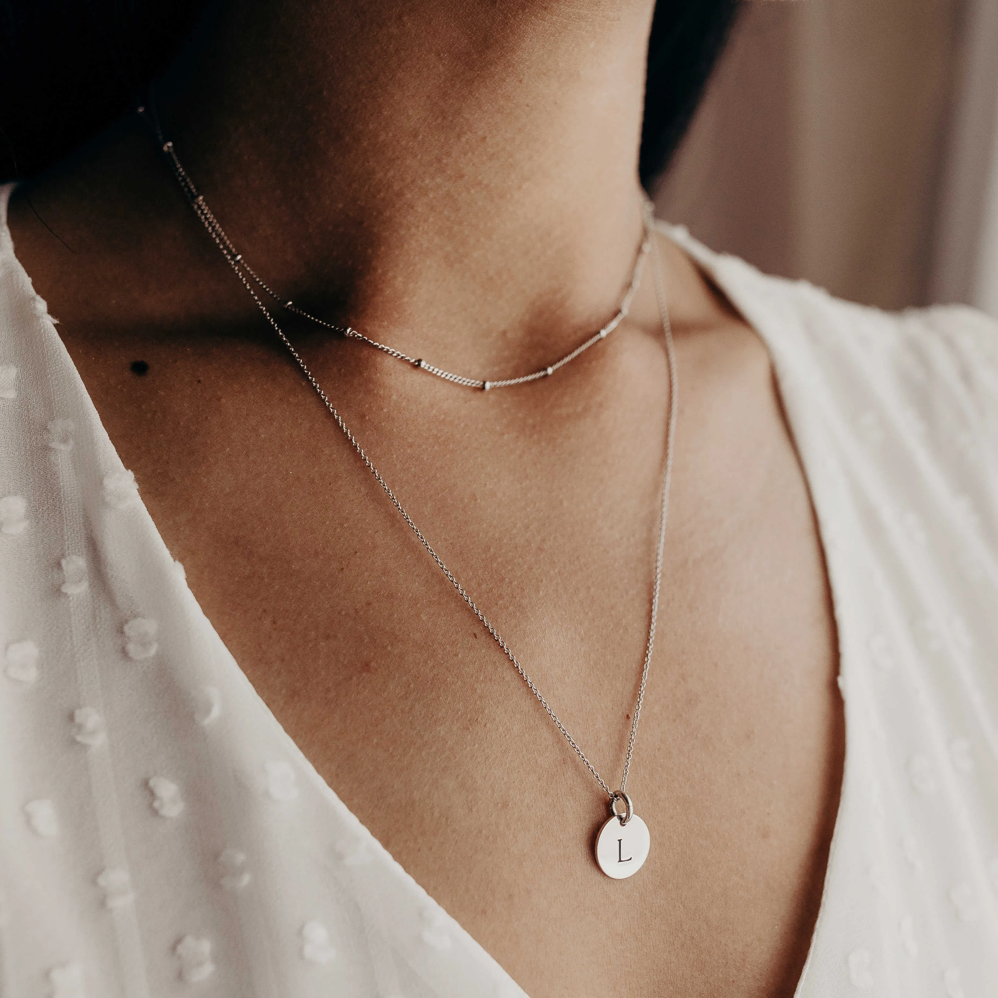Sterling Silver Initial Circle Necklace - Uppercase sold by Tiny Tags product image thumbnail 2