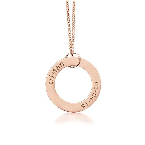 14k Gold Circle Pendant Necklace - Name & Birthday sold by Tiny Tags product image thumbnail 5