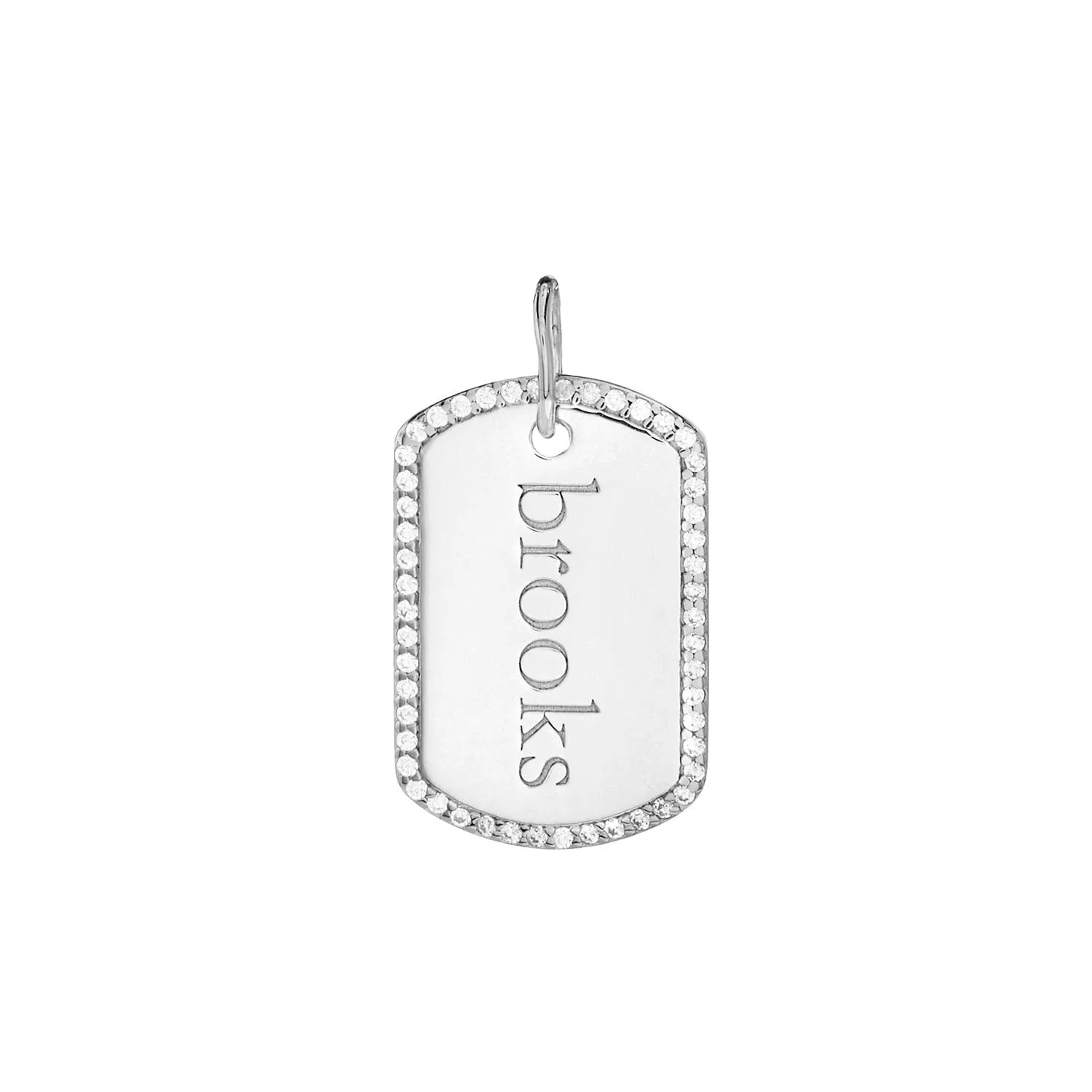 14k Gold Diamond Pavé Large Dog Tag sold by Tiny Tags product image thumbnail 2