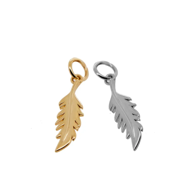 Vertical Flamingo Feather Charm by Lindsey Gurk sold by Tiny Tags