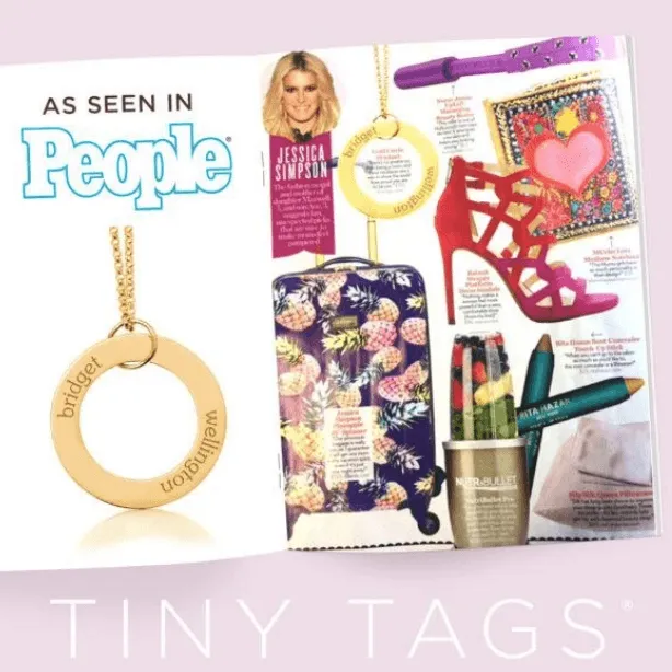 Gold Circle Pendant Necklace - 4 Names With Birthstones sold by Tiny Tags product image thumbnail 3