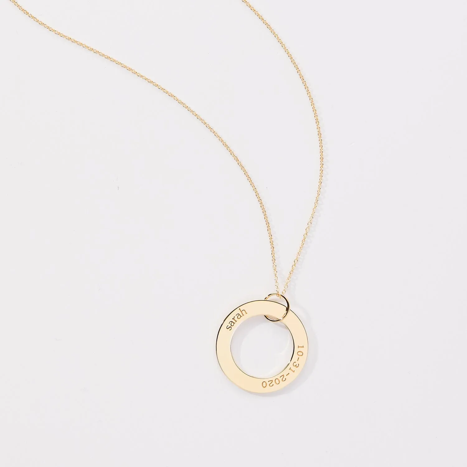 Gold Circle Pendant Necklace - Name & Birthday sold by Tiny Tags product image thumbnail 3