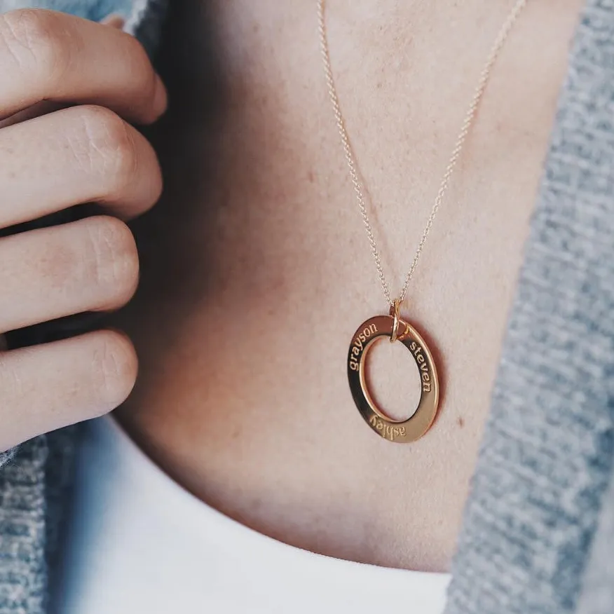 Gold Circle Pendant Necklace - Name & Birthday sold by Tiny Tags product image thumbnail 4