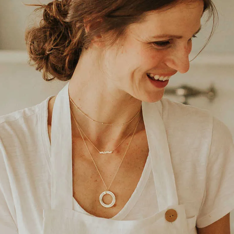 Gold Circle Pendant Necklace - Name & Birthday sold by Tiny Tags product image thumbnail 2