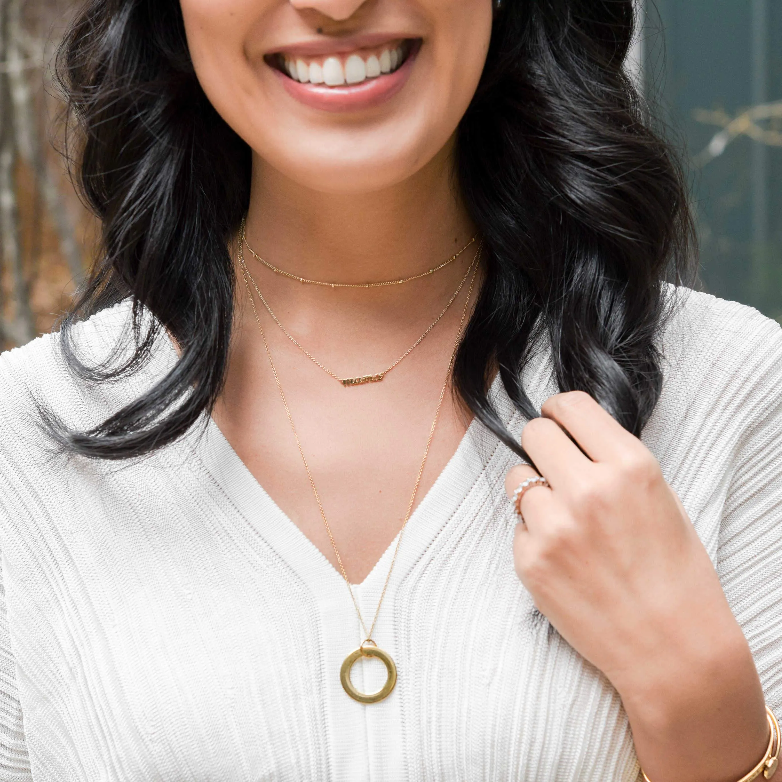 Gold Circle Pendant Necklace - 2 Names sold by Tiny Tags product image thumbnail 4