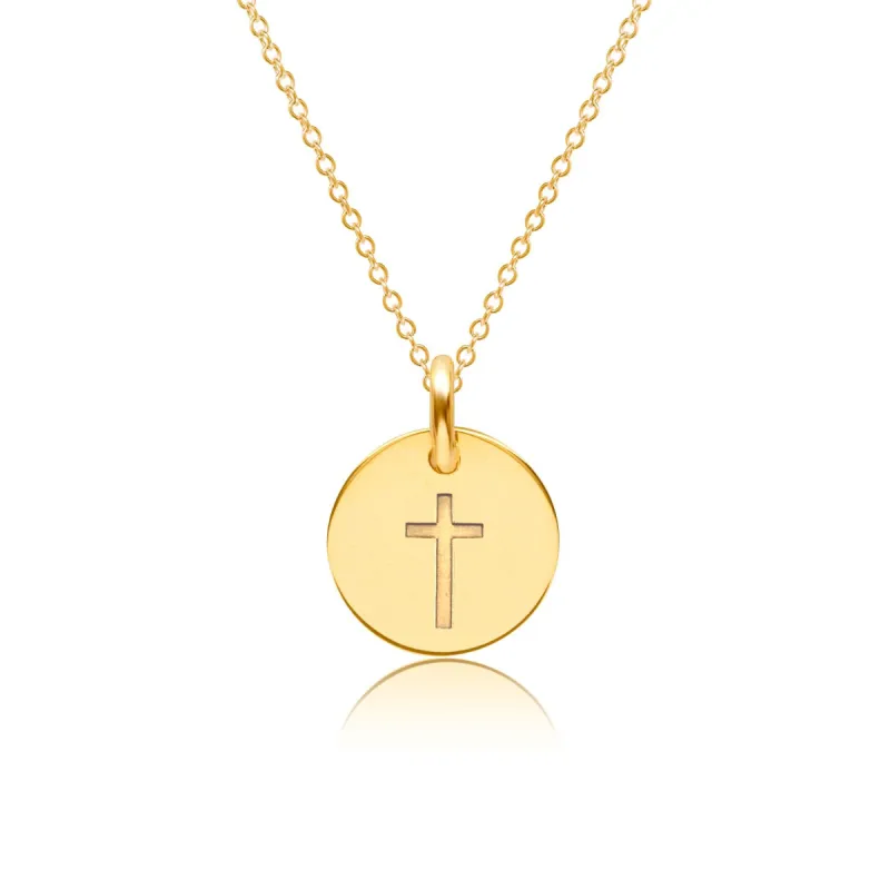 Gold Engravable Cross Necklace sold by Tiny Tags