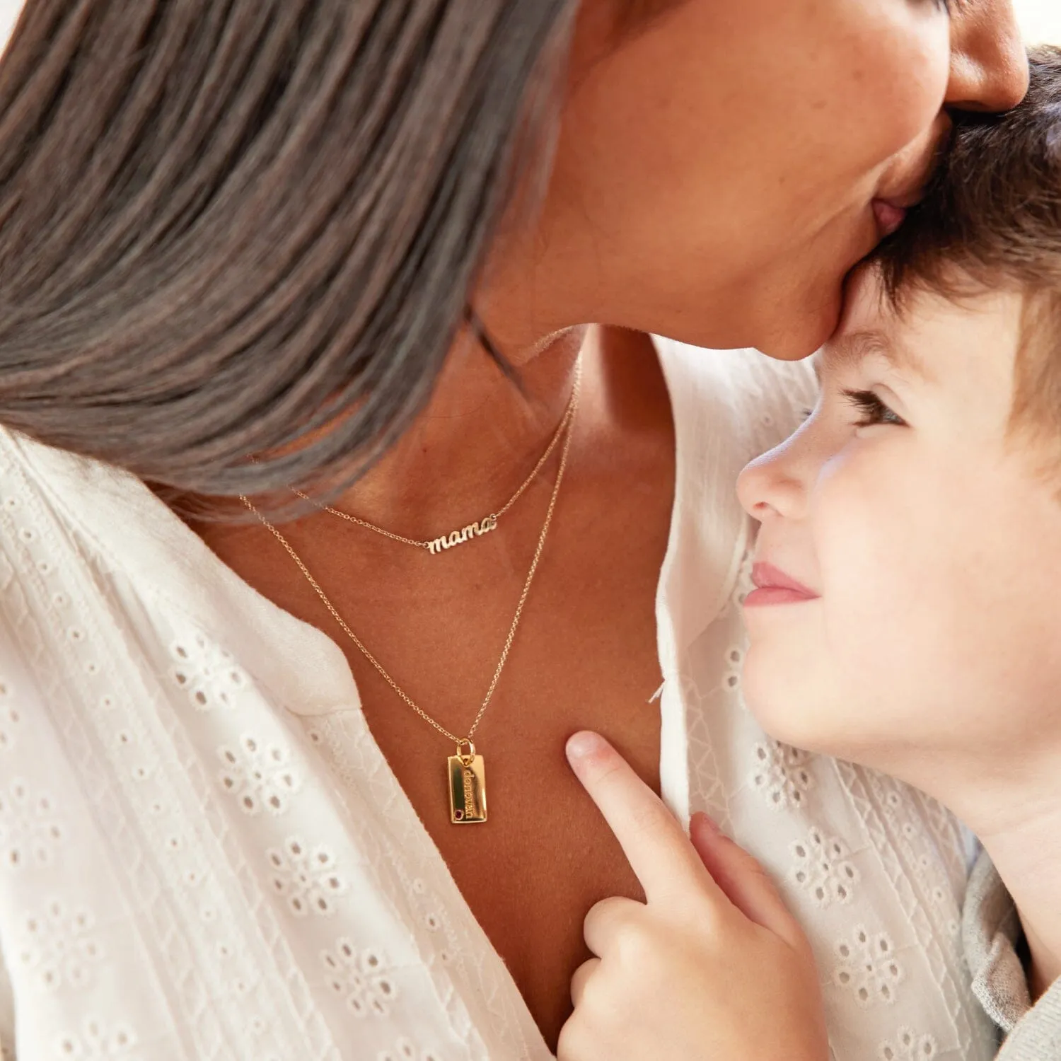 Gold Mini Dog Tag Necklace with Birthstone sold by Tiny Tags product image thumbnail 5