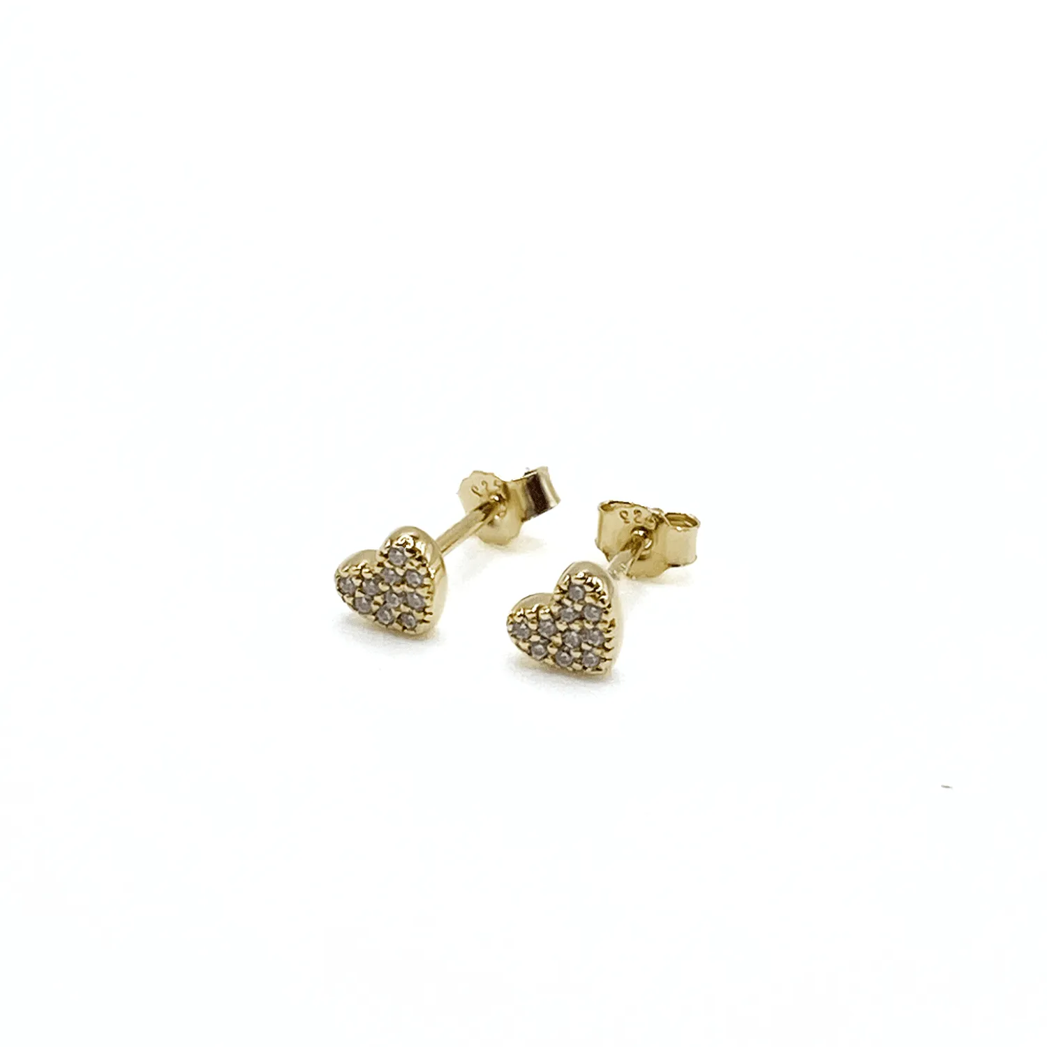 14k Gold Pavé Diamond Heart Stud Earrings sold by Tiny Tags product image thumbnail 4