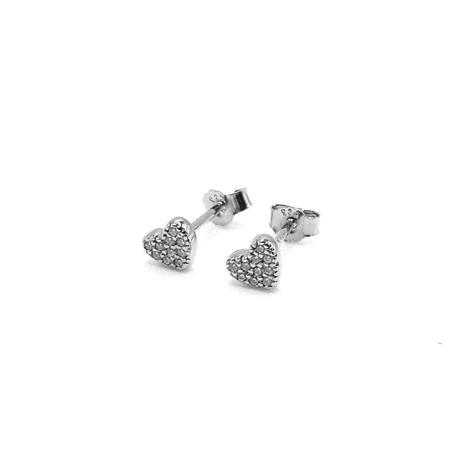 14k Gold Pavé Diamond Heart Stud Earrings sold by Tiny Tags