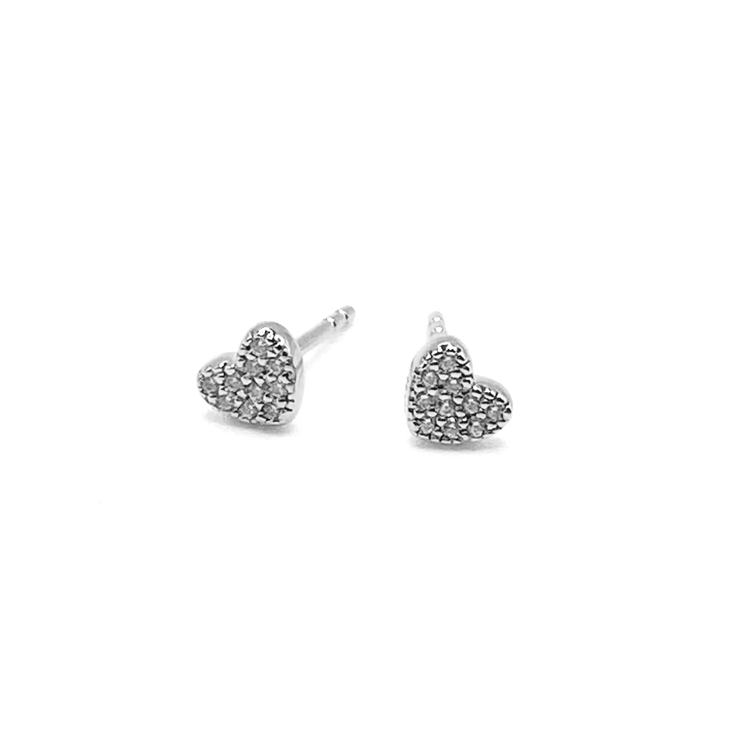 14k Gold Pavé Diamond Heart Stud Earrings sold by Tiny Tags product image thumbnail 3