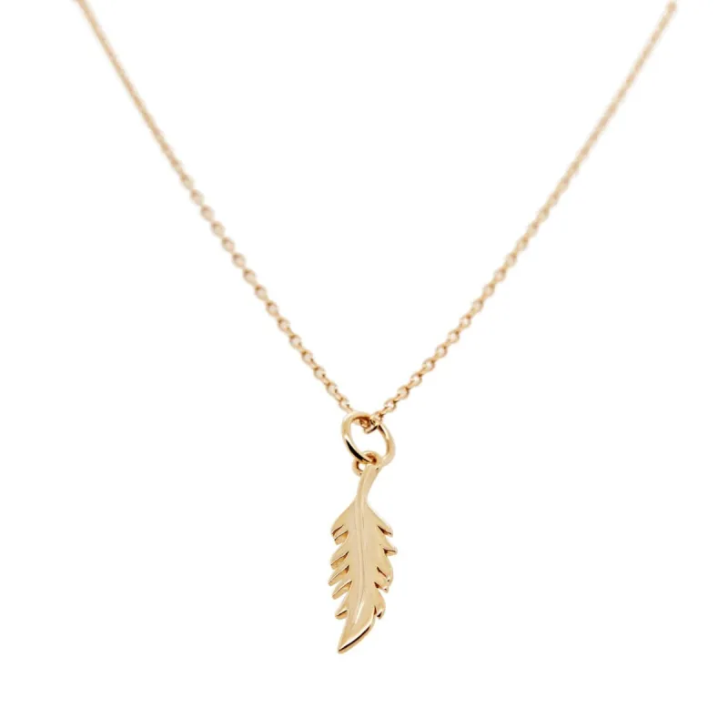 Vertical Flamingo Feather Necklace by Lindsey Gurk sold by Tiny Tags