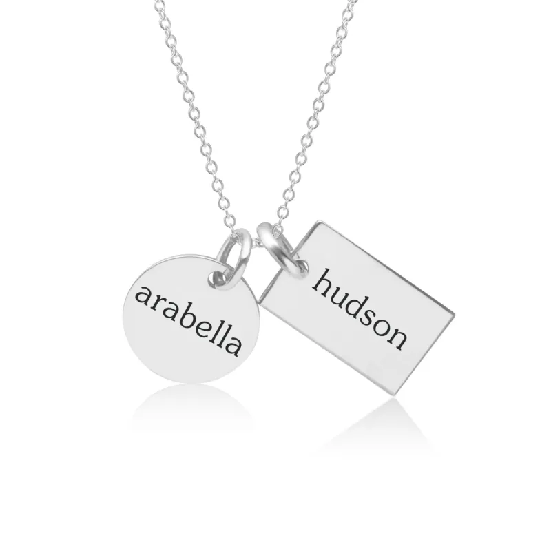Sterling Silver Circle & Mini Dog Tag Necklace sold by Tiny Tags
