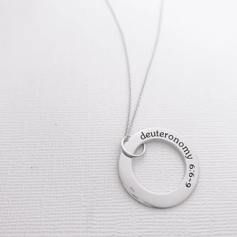 Sterling Silver Circle Pendant Necklace - Custom Phrase or Quote sold by Tiny Tags