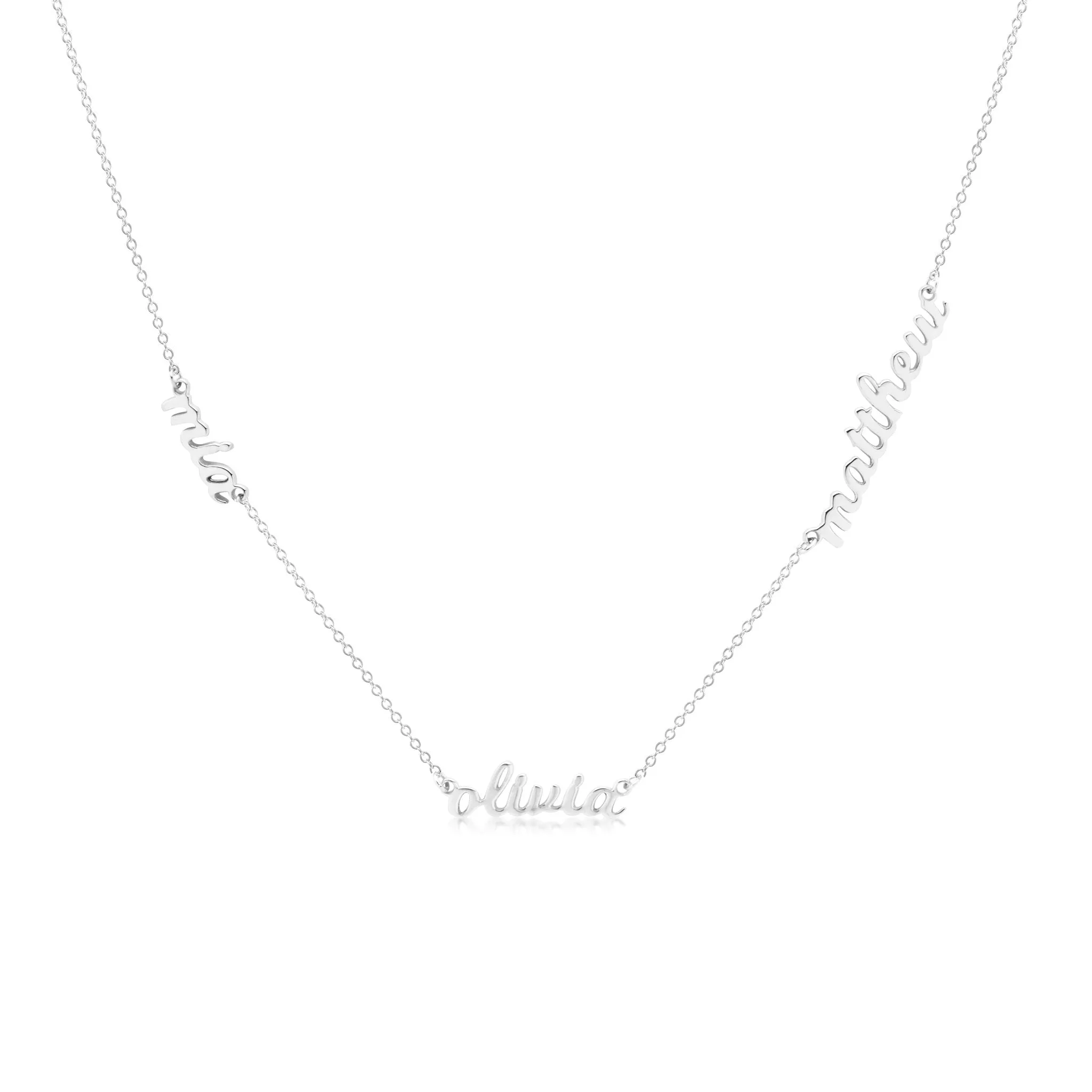 14k Gold Script Nameplate Necklace - 3 Names sold by Tiny Tags product image thumbnail 5