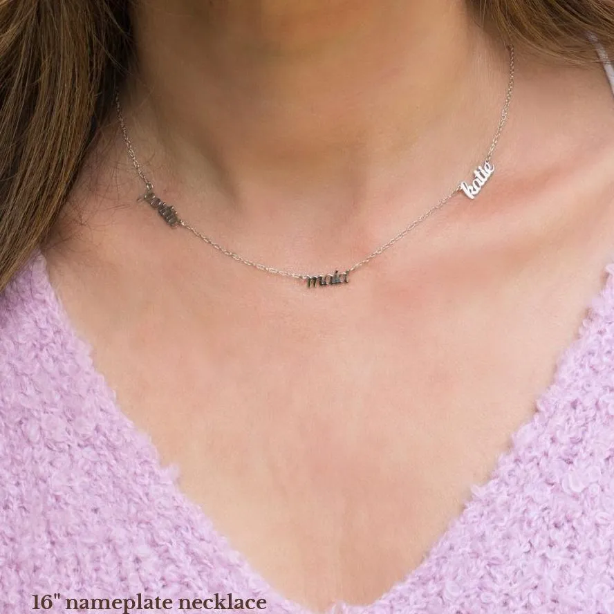 14k Gold Script Nameplate Necklace - 3 Names sold by Tiny Tags product image thumbnail 2