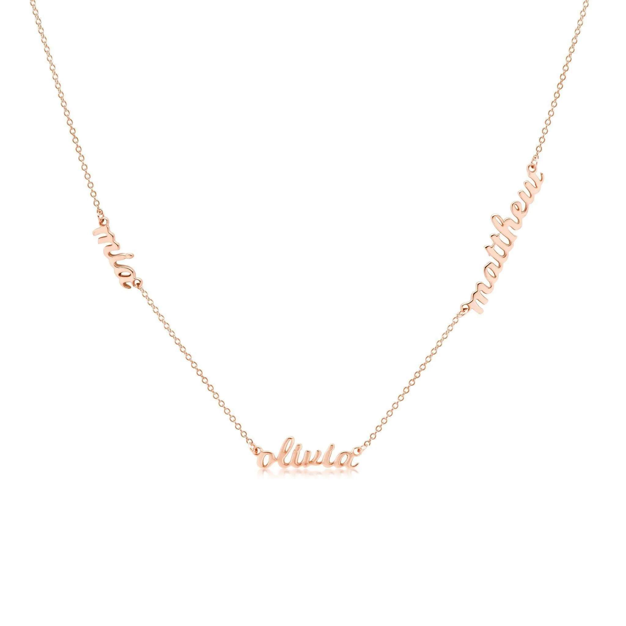 14k Gold Script Nameplate Necklace - 3 Names sold by Tiny Tags product image thumbnail 4